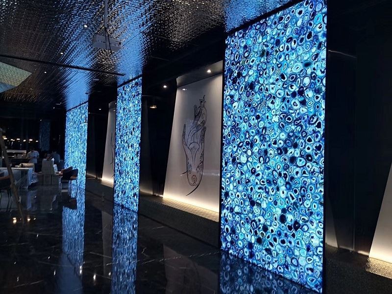 Blue Agate Semiprecious Stone Slabs & Tiles