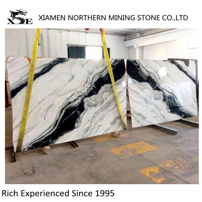 Panda White marble vein bookmatch