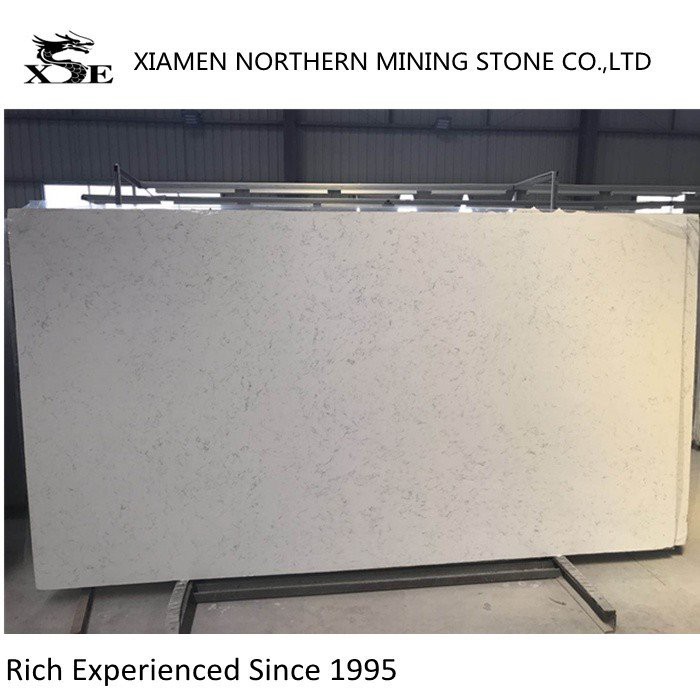 Polished White Carrara Quartz Slab