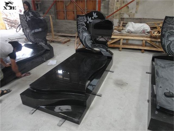 black granite headstones etched images
