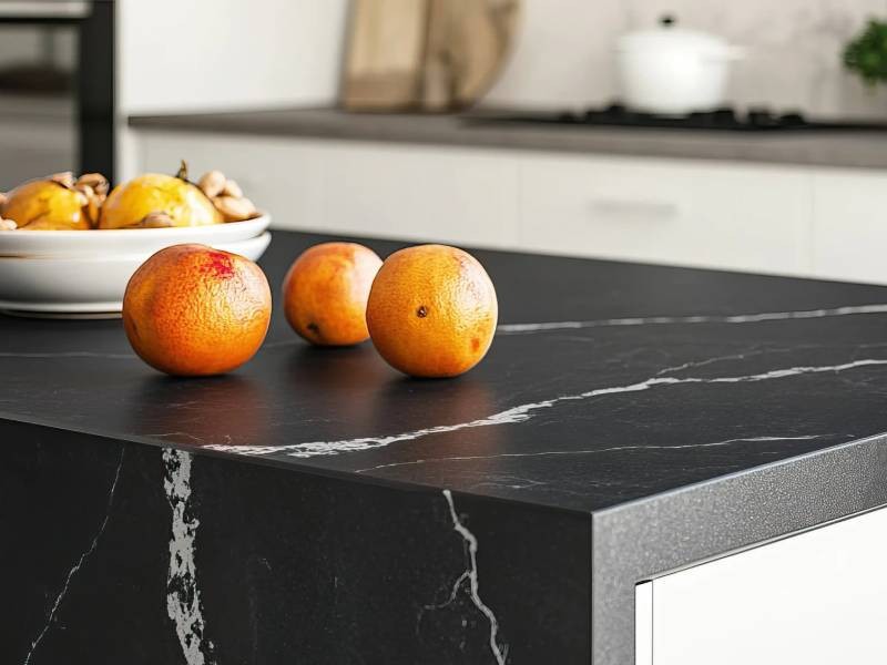 black quartz countertops with white veining Supplier