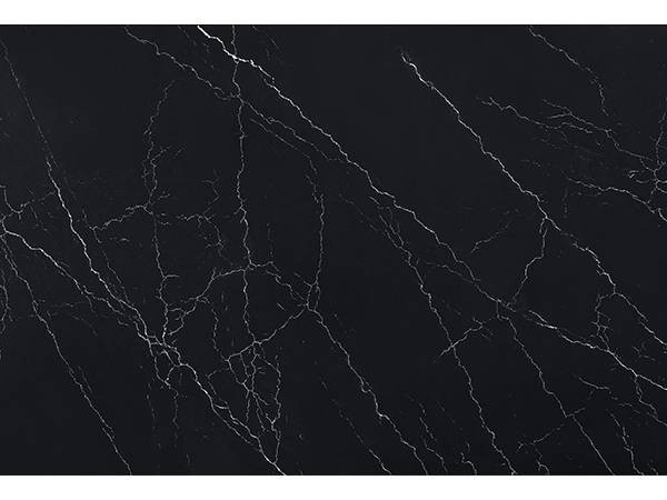 black quartz countertops with white veining