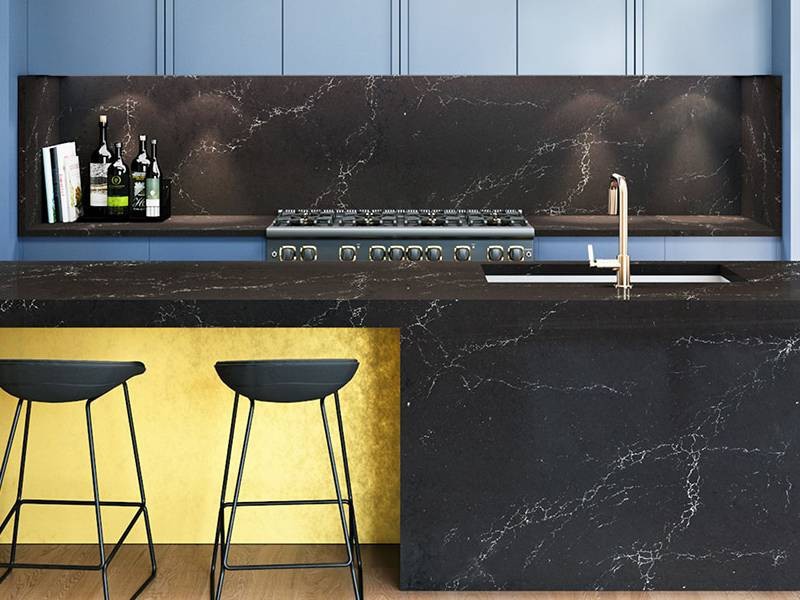 Black Quartz Kitchen Countertops