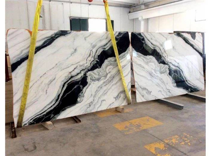 Panda White marble vein bookmatch