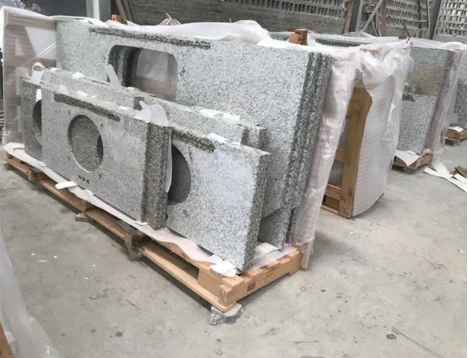 Tiger Skin White granite vanity tops separated for export packing Tiger Skin White granite vanity tops separated for export packing