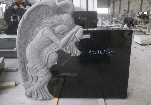 Black Granite Angel Headstone Black Granite Angel Headstone