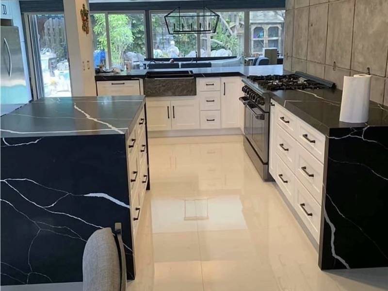 black quartz countertops with white veining Factory black quartz countertops with white veining Factory