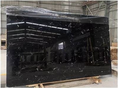 Excellent Black Ice Flower Marble Slabs